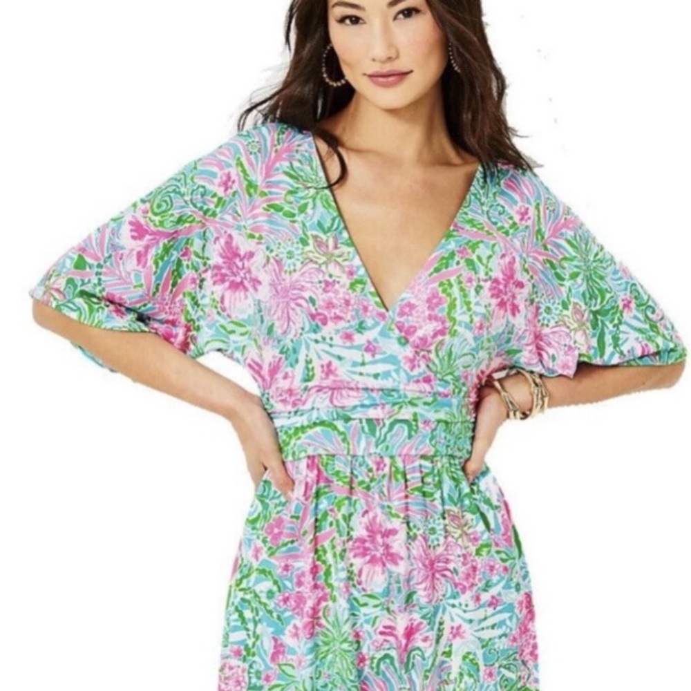 XL NWT Lilly Pulitzer Parigi Skort Romper Amalfi Blue Leaf It Wild